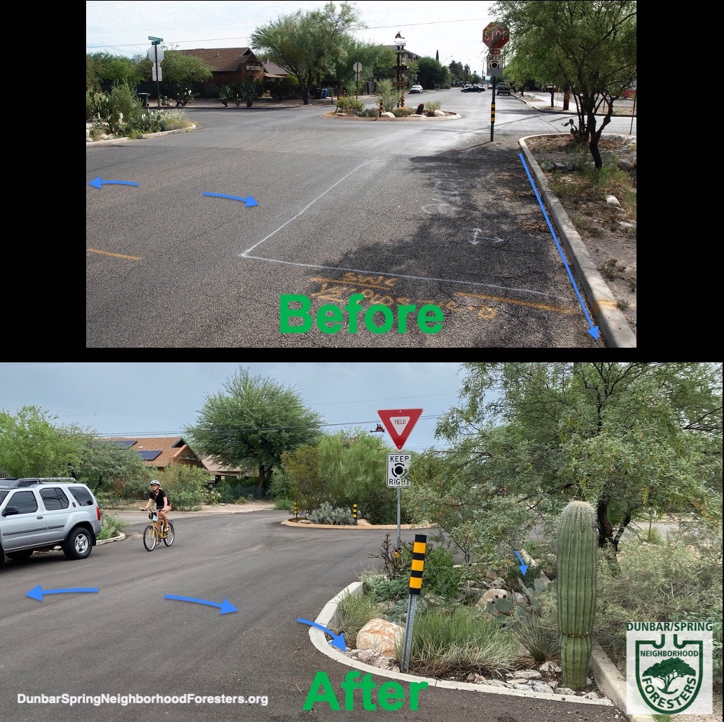 Before and after photos of green infrastructure in Dunbar/Spring Neighborhood